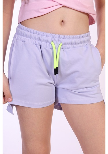 Toontoy Kız Çocuk They Standards Baskılı Şort Mavi