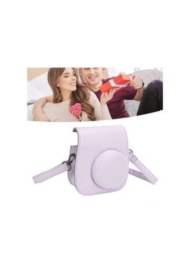 Geeroyoo Fujifilm Instax Mini 12 İçin Mor Pu Kamera Kılıfı + 64 Fotoğraf Albümü + 4 Renk Filtresi + 15 Çeşitli Çerçeve + Sticker Seti - Tam Koruma Ve Kreatif Fotoğraf Deneyimi