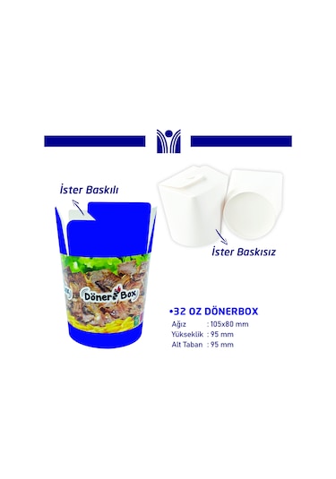 32 Oz Döner Box 1 Koli 500 Adet