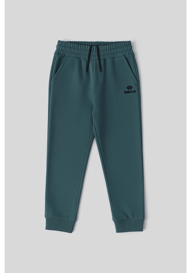 Orman Yeşili Standart Fit Manşetli İnce Erkek Çocuk Eşofman Alt - 11062 Orman Yeşili