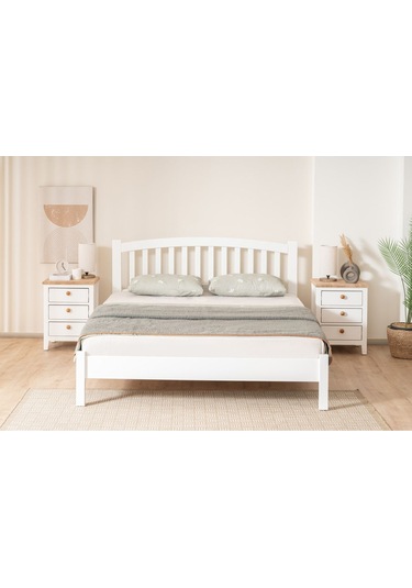 Nil Modern İnci Beyaz Çift Kişilik Karyola