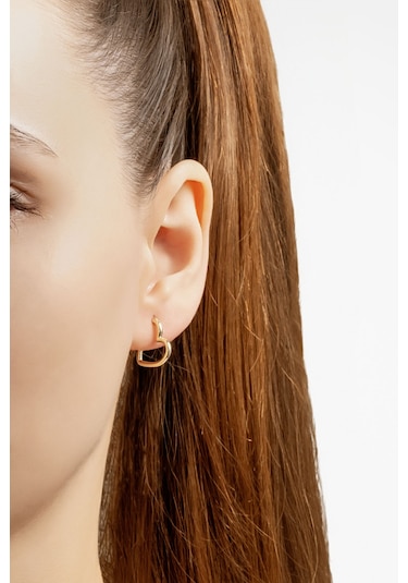 Romantik Kalp 18 Ayar Sarı Altın Kaplama Gümüş Küpe Sarı