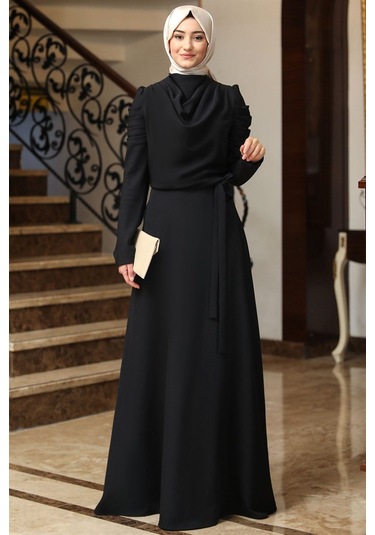 Kardelen Tesettür Elbise Siyah Siyah