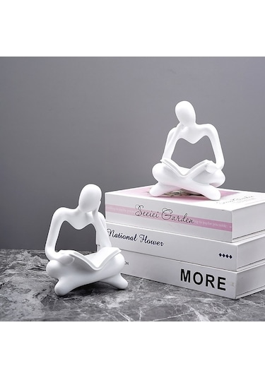 Fastbuy Modern Akrilik Okuyucu Heykeli, Salon Kütüphane Dekoru, Siyah Ev Dekoru Figur, Dayanıklı, Sanat Heykeli, Konforlu Ev