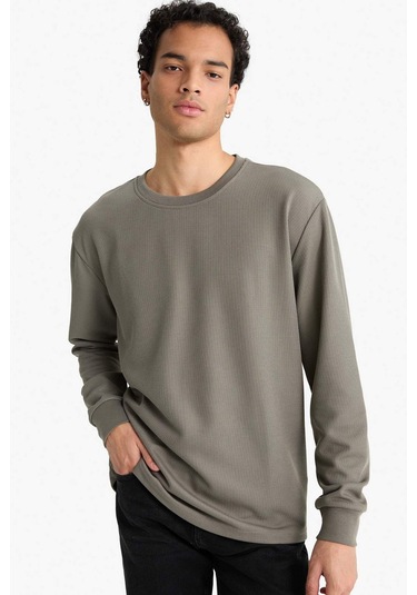 Defacto Regular Fit Bisiklet Yaka Uzun Kollu Body F2263ax25aukh387 Haki