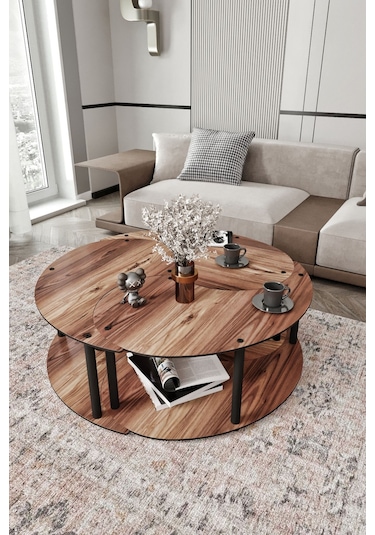 Yin Yang Unıty Serenıty Orta Sehpa 3 Lü Madran Ceviz-90 Cm Ceviz