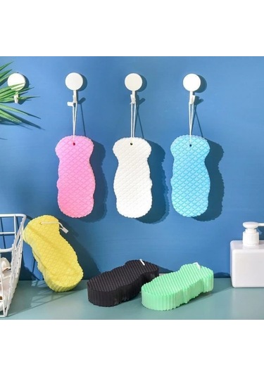 Fochsia Mavi 1/4 Adet Ultra Yumuşak Peeling Banyo Süngeri Yeniden Kullanılabilir Vücut Yıkama Mavi