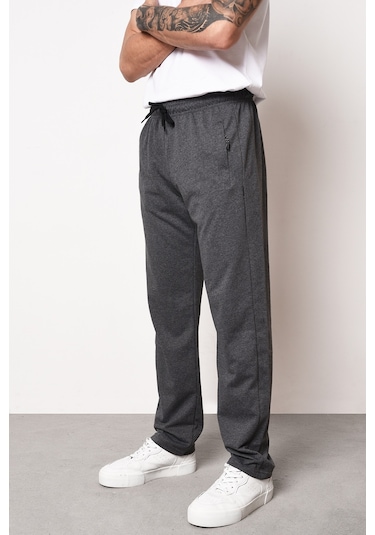 MMetalic Erkek Lacivert Düz Paça Cep Fermuar Detaylı Rahat Kesim Eşofman Altı Mtlc046 001 Antrasit