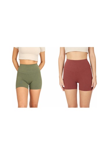 Soft&Basic 2li Kadın Bıker Kısa Spor Tayt Çok Renkli