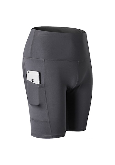 Springsun Kadınlar İçin Yüksek Bel Yoga Şortu, Eğitmen Koşu Antrenmanı, Hızlı Kuruyan Daralıcı Esnek Spor Şort, Lacivert, L Diğer