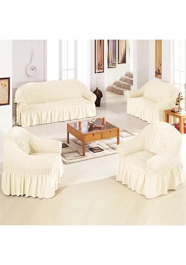 Upmall Bürümcük Koltuk , Çekyat Örtüsü, Kılıfı 3311 Krem