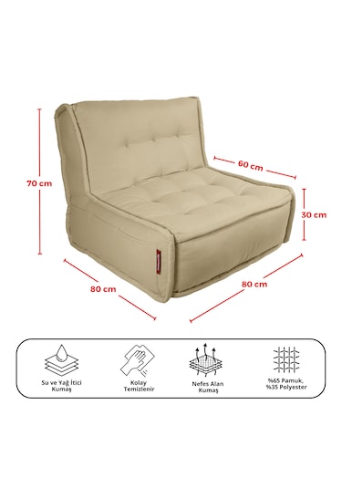 Xpermate Zen Sırtlı Minder İskandinav Tarzı Minder 80x60 Bej