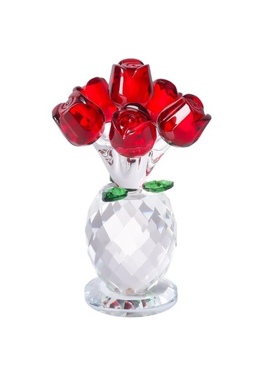 Şeffaf Taban Mini Cam Çiçek Heykeli Süsü Yapay Çiçek Figürin Yıl Dönümü Style 3