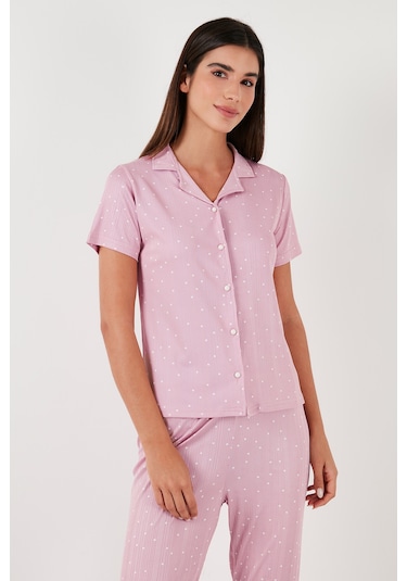 Lela Regular Fit Gömlek Yaka Kısa Kollu Bayan Pijama Takımı 65780124 Pudra Lela Regular Fit Gömlek Yaka Kısa Kollu Bayan Pijama Takımı 65780124 Pudra