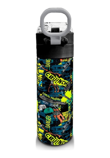 Coral High Kids Nefti Siyah Tamir Seti Desenli Pipetli Ve Direkt İçim Çelik Termos 500 Ml 31974 Siyah