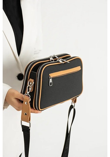 Just Polo Kadın Günlük Kullanıma Uygun Lakoste Ayarlanabilir Askılı Lüks Omuz Çantası Shoulder Bag Siyah Taba