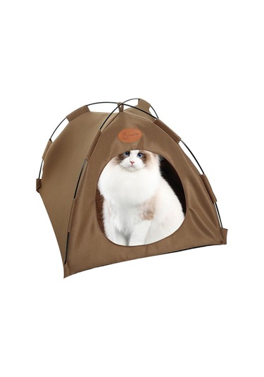 Vkemall Xl Kahverengi Kedi Köpek Çadır Yatağı - Katlanabilir Dış Mekan Uygun - Matlı Ev, 58x58x48cm
