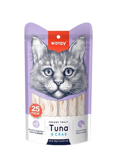 Wanpy Ton Balıklı ve Yengeçli Krema Kedi Ödülü 25'li 14 G