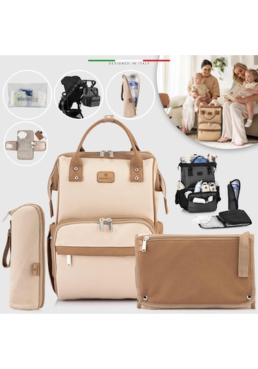 Elelelife Venice 3 in1 Anne Bebek Bakım Çantası - Bej