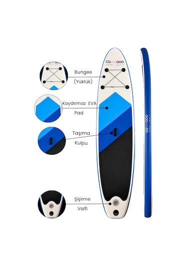 Cawooo Sup Şişme Sörf Tahtası Stand Up Paddle Board 78 320 15 Cm Mavi