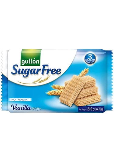 Gullon Vanilya Krema Dolgulu Şekersiz Gofret 210 G
