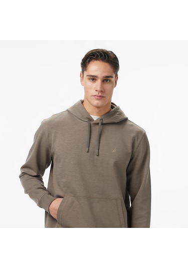 Nautica Erkek Kahverengi Classic Fit Kapüşonlu Sweatshirt Düz K57226t Kahverengi