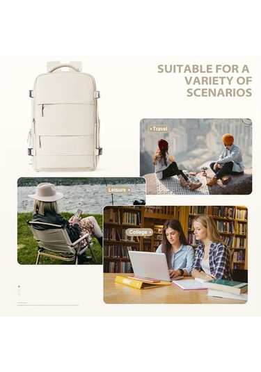 Dashanshop Hafif Nylon Seyahat Sirt Cantasi Beige With Brown Laptop Bolmeli Ayarlanabilir Askili Cok Cepli Is Gundelik Kullanım A Gri