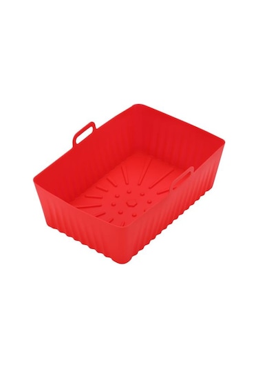 Kırmızı Hava Fritözleri Tava Uygun İyi Tokluk Yeniden Kullanılabilir Hava Kızartma Pot Astar Silikon Tepsi Ev Kaynağı L Kırmızı