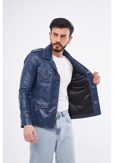 Derinss Der265 Hakiki Deri Erkek Mavi Mont 001