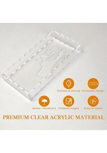 Xuweiwei Transparent B Tarak Kenarlı Akrilik Tepsi Banyo Makyaj Organizasyon Şeffaf