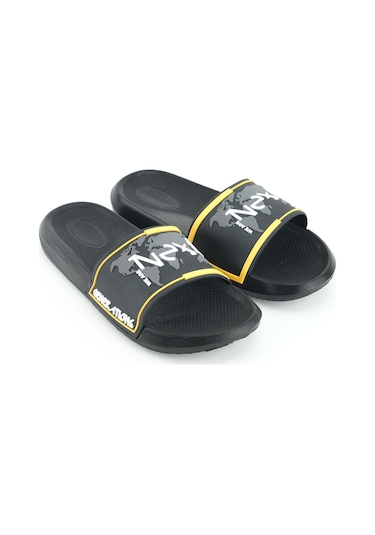 Gezer Erkek Yazlık Pu Islak Zemine Uygun Ev Banyo Bahçe Havuz Terlik Siyah-sarı Siyah - Sarı