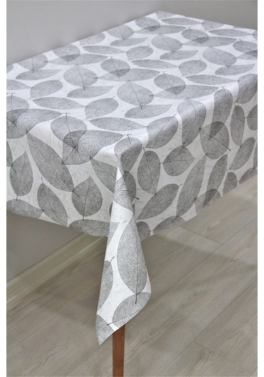 Elyaf Astarlı Silinebilir Pvc Muşamba Masa Örtüsü 165-a Yapraklı-gri