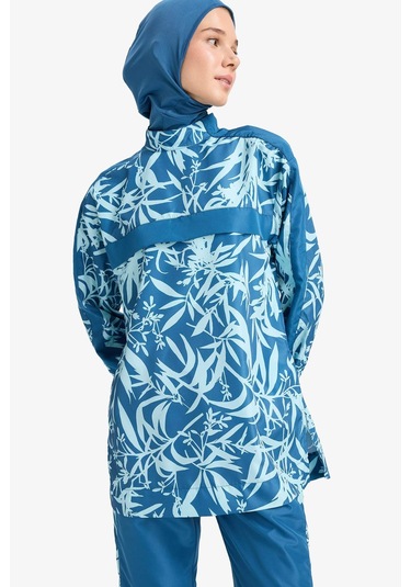 DeFacto Regular Fit Su İtici 3'lü Desenli Burkini Tesettür Mayo Takım E7996AX25HSBE376