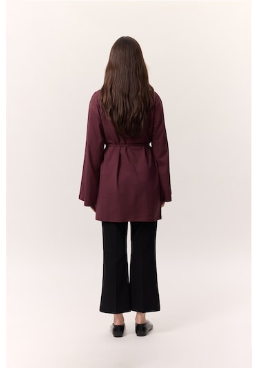 Bağlama Detaylı Oversıze Tshırt Bordo Bordo