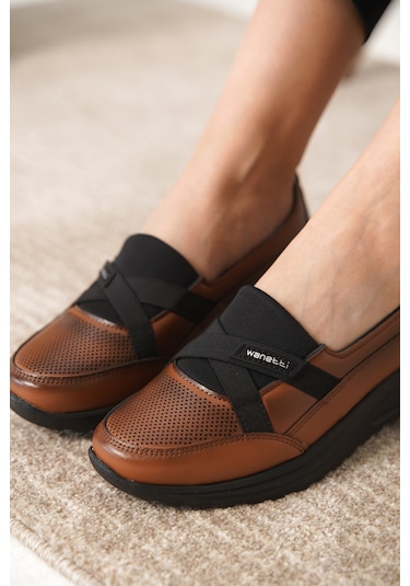 Garantili D0312 Günlük Ortopedik Kadın Babet Ayakkabı Taba