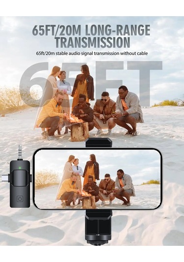 İphone Uyumlu Android İçin 3'ü 1 Arada Kablosuz Mikrofon Kablosuz Yaka