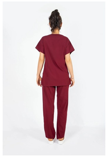 Likralı Cerrahi, Doktor, Hemşire, Renkli Üniforma Takım Bordo