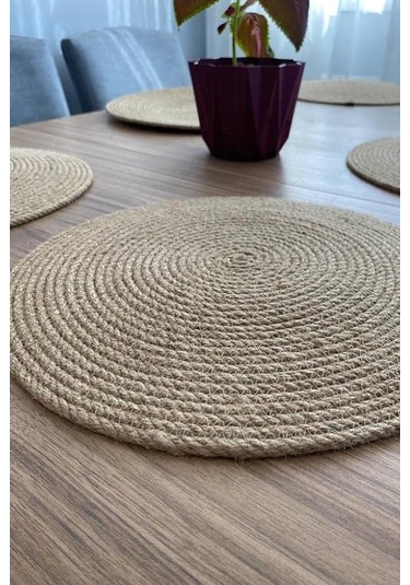 6'lı Bambu Amerikan Servis Hasır 1. Kalite Örgü Yanmaz Tabak Tava Tencere Altlığı 34 X 34 Cm Sarı