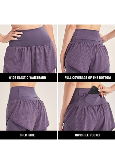 Skycity 2 Si 1 Arada Esnek Spor Tayt: Yoga, Spor Salonu Ve Dış Mekan İçin Rahatlık Mor