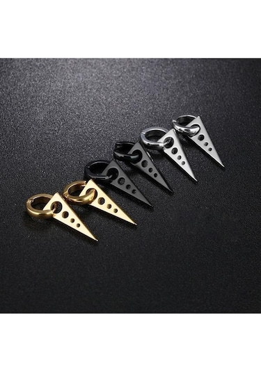 Gümüş Erkekler İçin İçi Boş Üçgen Paslanmaz Çelik Halka Küpe Gümüş