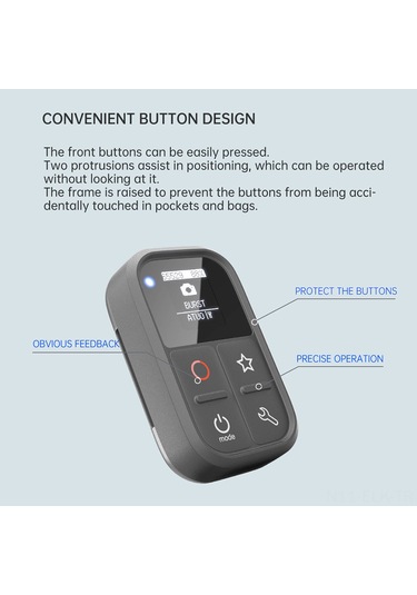 Xindoker Kablosuz Gopro Kumandası - Hero 10/9/8/7/6 İçin 80m Menzilli, Şarj Edilebilir, Su Geçirmez Siyah