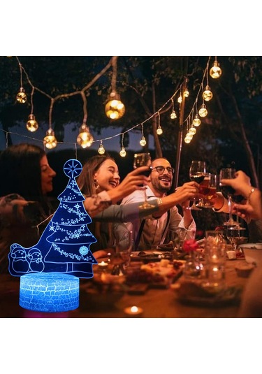 Noel Ağacı Serisi 3d Masa Lambası, Led Yaratıcı Hediye Renkli Dokunmatik Uzaktan Kumandalı Gece Lambası Çok Renkli