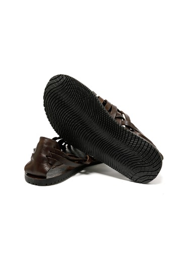 The Sandals Factory Sandalet Erkek M6579 The Sandals Factory Leather Upper Dark Brown Dark Brown