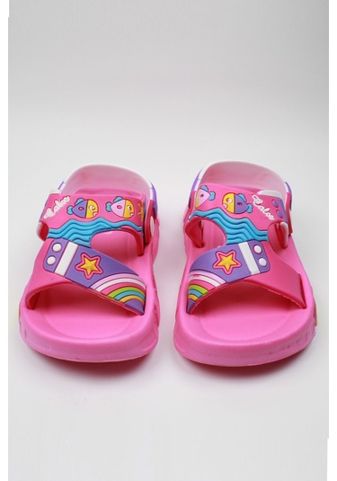 Günlük Unisex Çocuk Sandalet Esnek Kaymaz Taban Yazlık Ev Okul Kreş Ayakkabı Ps940-ps955 Fuşya