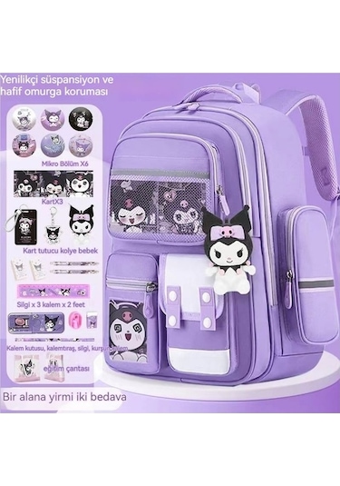 Maoyaya Ss Sırt Kuromi Kapasiteli Ilkokul Çantası-mor Büyük Nq Mor