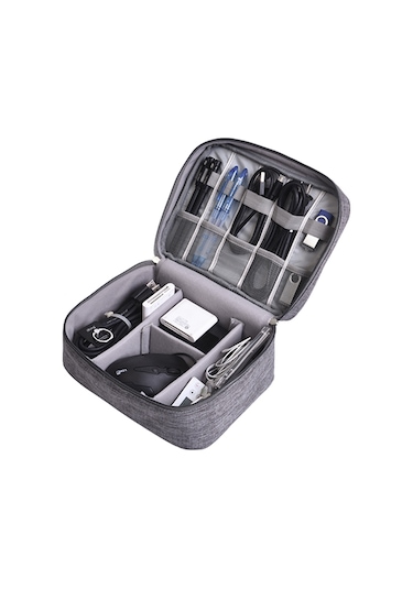 Yifomall Büyük Boy Dijital Çantası: Usb Kablosu, Powerbank, Kulaklık Saklama Kutusu - Çok Fonksiyonlu Bölmeli, Ağ Çantası İzolasyonu, Serbest Ayarlanabilir Bölmeler - Bordo