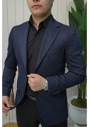 Bys Beystil Sivri Yaka Lacivert Ceket 416 - Slim Fit