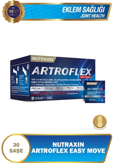 Nutraxin Artroflex Easy Move 30 Saşe – Tip 1-2-3 Kolajen, Glukozamin, MSM, Kondroitin İçeren Takviye