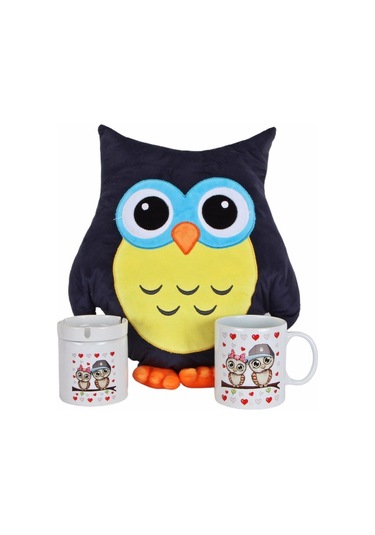 Baykuş Yastık Best Friends Baykuş Kupa Ve Küllük Arkadaşa Hediye Seti