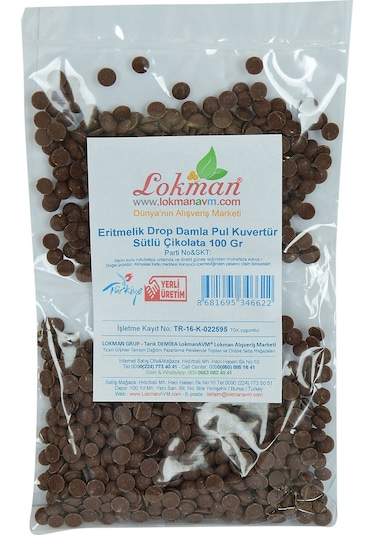 Lokman Avm Sütlü Çikolata Eritmelik Drop Damla Pul Kuvertür 100 G